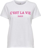 Only T-shirt Onllilli S/s Reg Top Box Cs Jrs 15255577 Bright White/roze Dames Maat - S