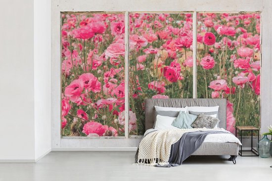 Papier peint - Papier peint photo murale Transparente - Fleurs - Rose - Largeur 330 cm x hauteur 220 cm