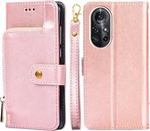 Voor Huawei nova 8 Pro 5G Rits Tas PU + TPU Horizontale Flip Lederen Case met Houder & Kaartsleuf & Portemonnee & Lanyard (Rose Goud)