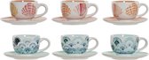 Set van koffiekopjes DKD Home Decor Metaal Dolomite (180 ml) (6 pcs)