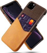 Doektextuur PC + PU-lederen achterkant Schokbestendig hoesje met kaartsleuf voor iPhone 11 Pro (oranje)
