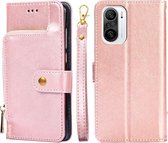 Ritstas PU + TPU Horizontale Flip Leren Case met Houder & Kaartsleuf & Portemonnee & Lanyard Voor Xiaomi Redmi K40 / K40 Pro (Rose Gold)