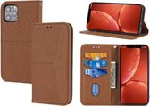 Geweven Textuur Stiksels Magnetische Horizontale Flip PU Lederen Case met Houder & Kaartsleuven & Portemonnee & Lanyard Voor iPhone 11 Pro (Bruin)