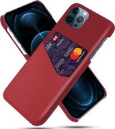 Doektextuur PC + PU-lederen achterkant Schokbestendig hoesje met kaartsleuf voor iPhone 12/12 Pro (rood)