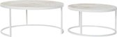 Bijzettafel DKD Home Decor Hout Metaal Bamboe (2 pcs) (60 x 60 x 31.5 cm) (80 x 80 x 36 cm)