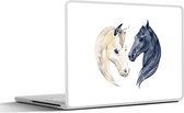 Sticker pour ordinateur portable - 14 pouces - Paarden - Aquarelle - Wit