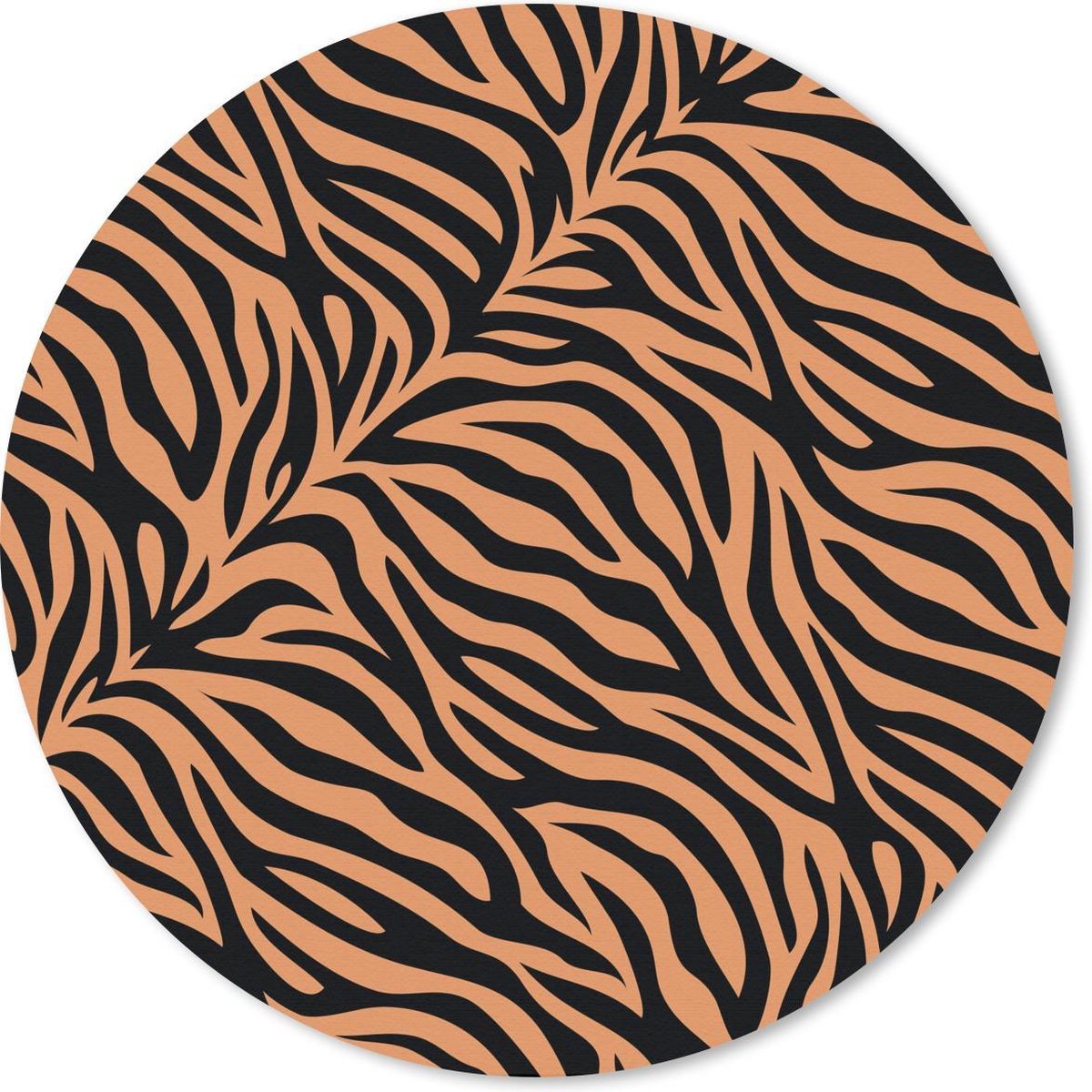Muismat rond 20x20 cm - Mousepad Tijgerprint - Oranje - Zwart - Ronde muismatten