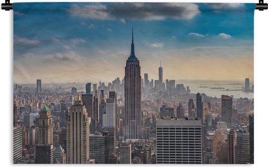 Wandkleed - Wanddoek - New York - Wolken - Water - 150x100 cm - Wandtapijt