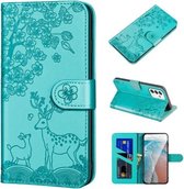 Voor Samsung Galaxy A82 5G Sika Herten Embossing Patroon Horizontale Flip PU Lederen Case met Houder & Kaartsleuf & Portemonnee & Fotolijst (Meerblauw)