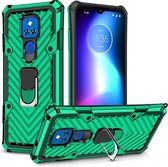 Voor Motorola Moto G Play 2021 Cool Armor PC + TPU Shockproof Case met 360 Graden Rotatie Ring Houder (Diepgroen)