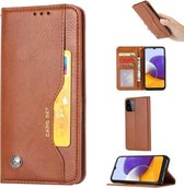 Voor Samsung Galaxy A22 5G EU Versie Kneed Huid Textuur Horizontale Flip Lederen Case met Fotolijst & Houder & Kaartsleuven & Portemonnee (Bruin)