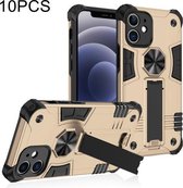 10 PCS schokbestendig TPU + pc-beschermhoes met onzichtbare houder voor iPhone 12 mini (goud)