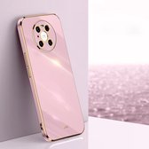 Voor Huawei Mate 40 Pro XINLI Straight 6D Plating Gold Edge TPU Shockproof Case (Cherry Purple)