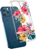 Hoog doorschijnend galvanisch bloempatroon TPU + pc schokbestendig hoesje voor iPhone 11 Pro (Hibiscus)