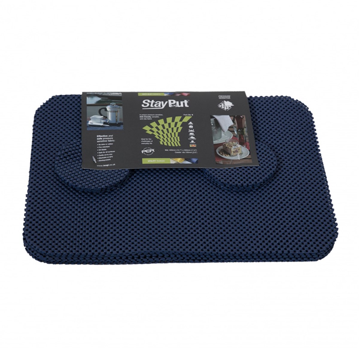 Isagi StayPut 6 stuks donkerblauwe anti-slip Placemats en Onderzetters
