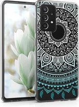 kwmobile telefoonhoesje voor Samsung Galaxy A52 / A52 5G / A52s 5G - Hoesje voor smartphone in mintgroen / wit / transparant - Indian Sun design