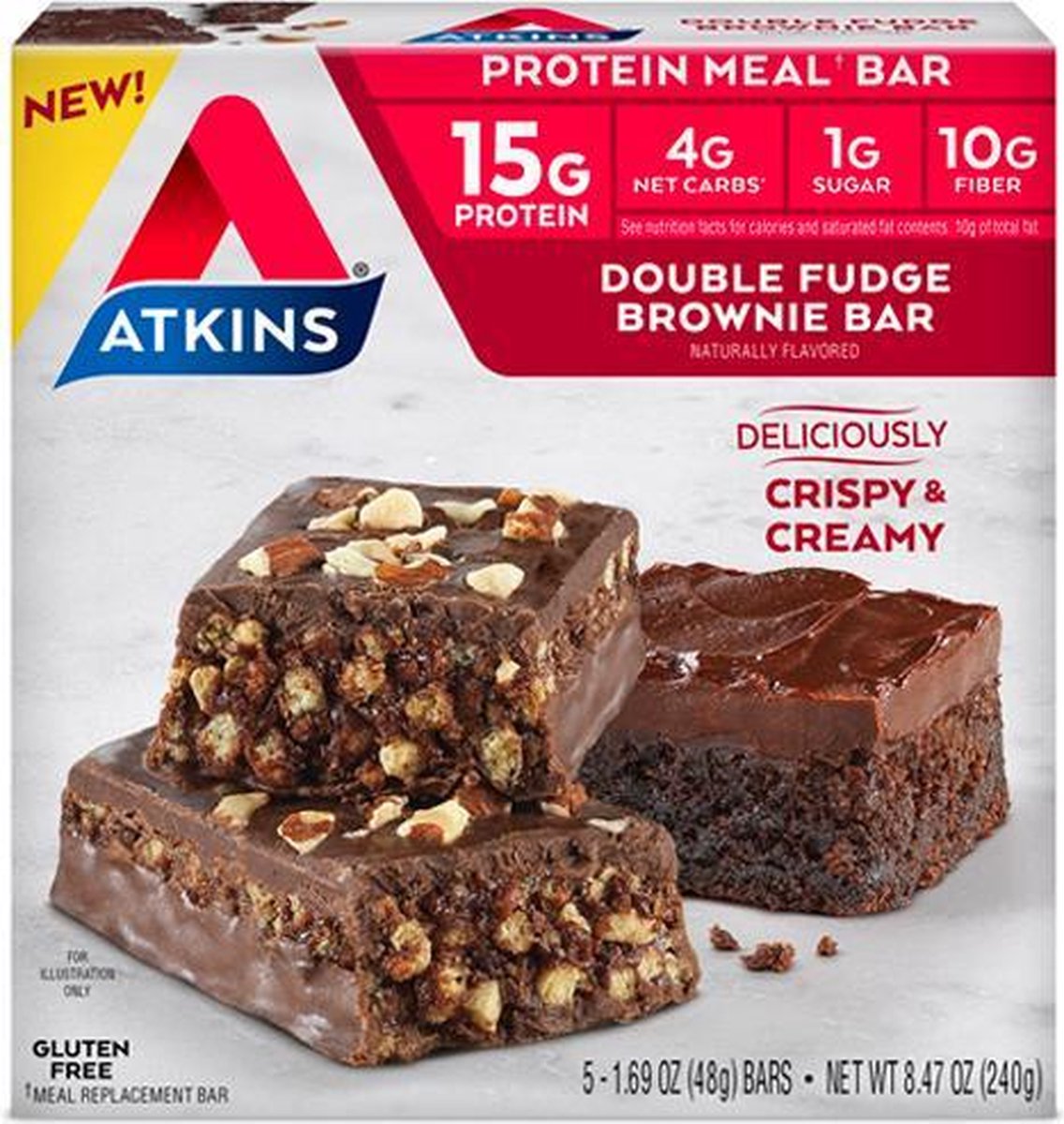 Goedkoopste Atkins | Protein Bar | Double Fudge Brownie Bar | 5 x 48 gram