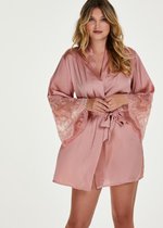Hunkemöller Dames Nachtmode Kimono Satin  - Roze - maat XL/XXL