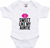 Sweet like my auntie tekst baby rompertje wit jongens en meisjes - Cadeau tante rompertje - Babykleding 68 (4-6 maanden)