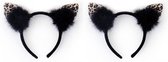 2 x diadème noir avec oreilles de léopard / chat pour femme - Oreilles de costume de carnaval