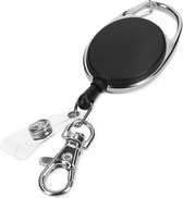 Porte-clés kwmobile avec cordon extensible - Pince à pantalon extensible pour vos clés et votre carte - Porte-cartes extensible automatiquement - Zwart