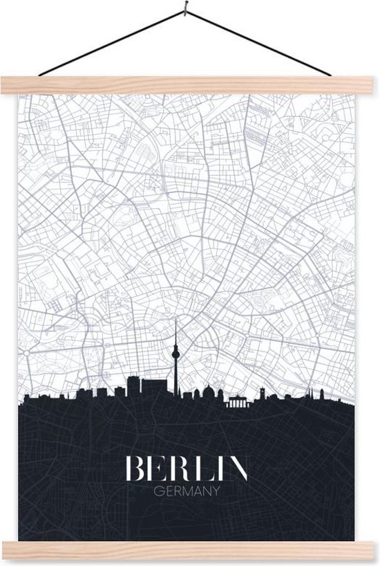 Porte-affiche avec affiche - Affiche scolaire - Carte - Berlin - Skyline - Simple - 120x160 cm - lattes vierges