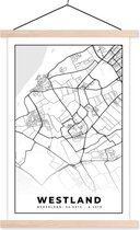 Posterhanger incl. Poster 40x60 cm - Schoolplaat - Kaart - Westland - Zwart - Wit - Textielposter - Blanke latten