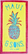 strandlaken 70 x 140 cm katoen roze/geel