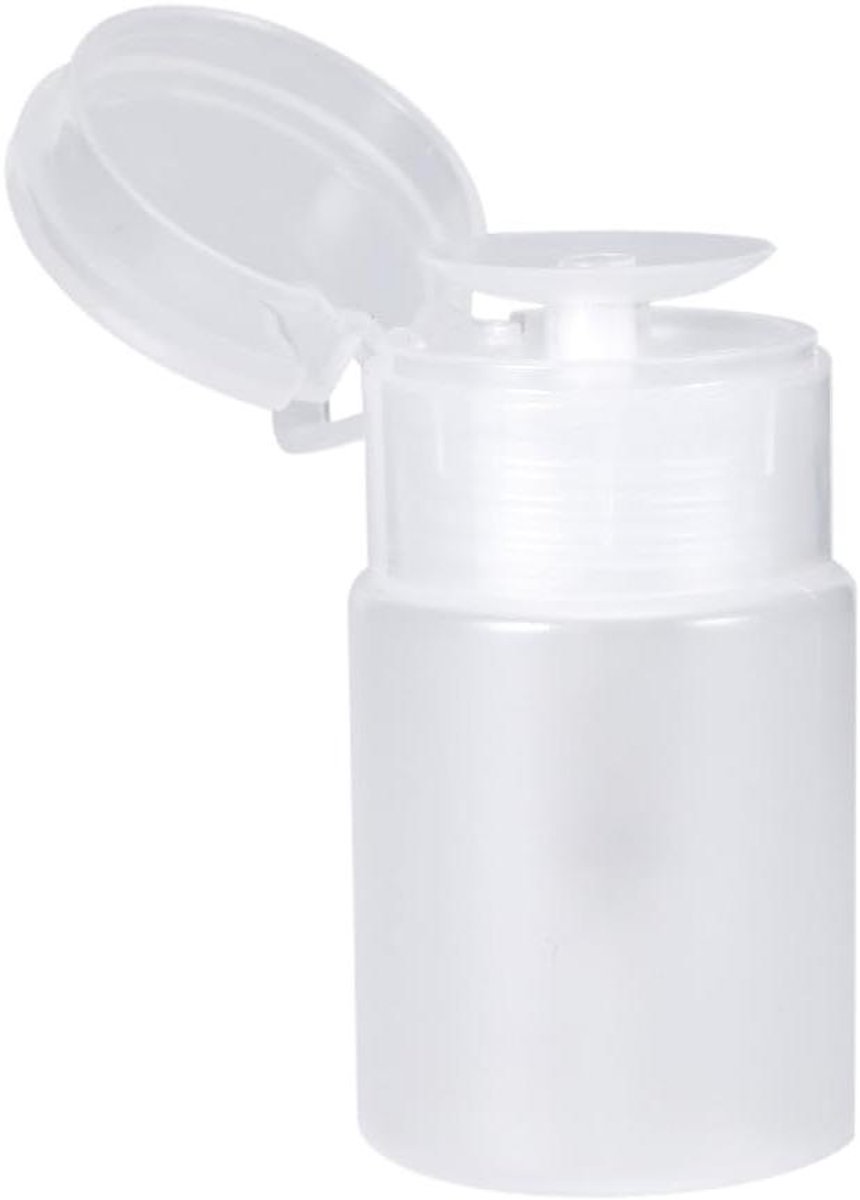 Plastic pompdispenser voor Nail Art Remover - 60 ml - Make-up en Alcohol - Wit