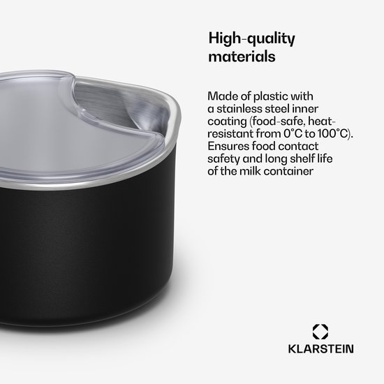 Klarstein melkcontainer, 1,2 liter roestvrij staal SUS304, vaatwasmachinebestendig, metalen melkcontainer met deksel, past bij de Marcia Touch MilkNut Maker van Merkloos — afbeelding 4