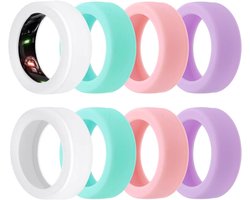 8 stuks ringhoezen voor smartwatch, anti-kras siliconen elastiek hoesje - geschikt voor Oura Gen 4 en Gen 3 - Samsung Galaxy Ring - mouwaccessoires voor sport en gym - maat S (5/6/7/8/9)