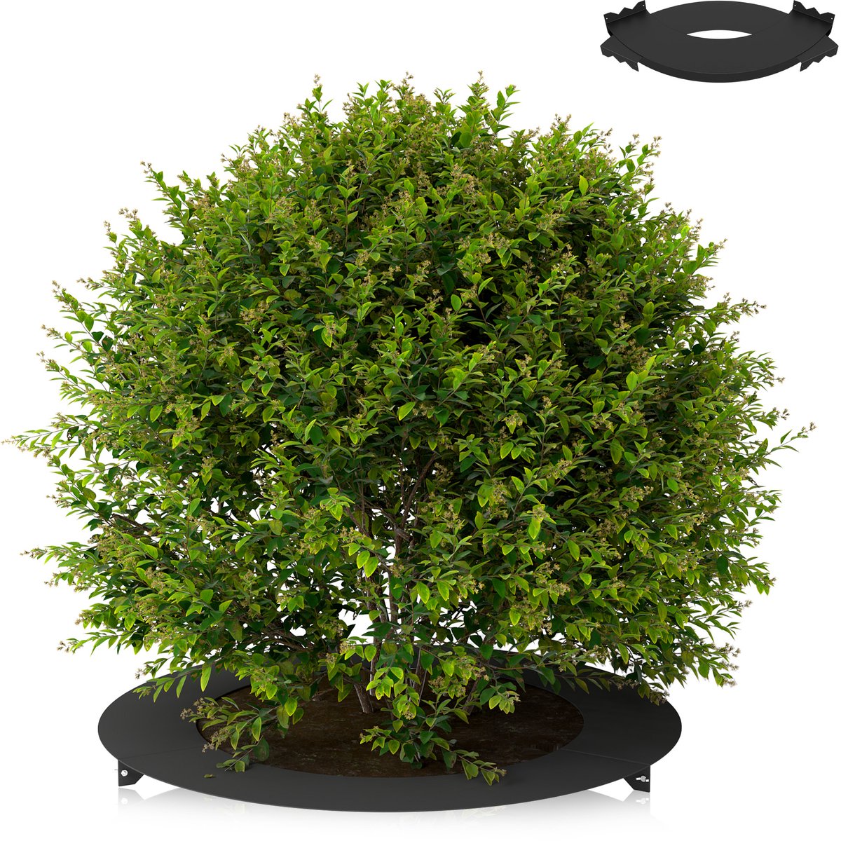 Froadp 90CM Maairobot Boomring Gazonrand Bloembedomranding Maaikant Boomomranding Staal Roestkleurig Zwart