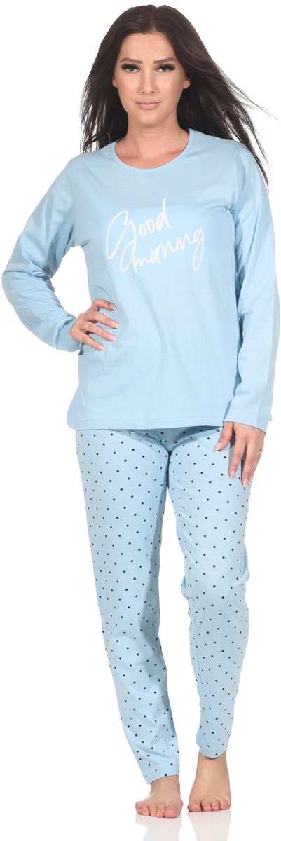 Normann dames pyjama lange mouw in polkadots look