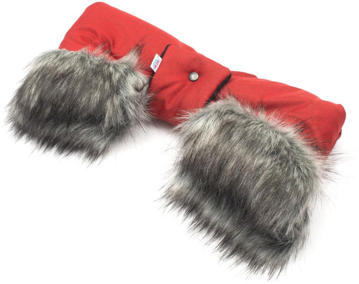 New Baby - Kinderwagenaccessoire - Kinderwagenhoes met rode bontvoering one size acryl polyester - handwarmers - duwstang - winterbescherming - accessoires - bescherming - hoes