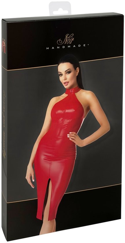 Halflange kanten jurk met een V-hals - Zwart - Maat 40-64