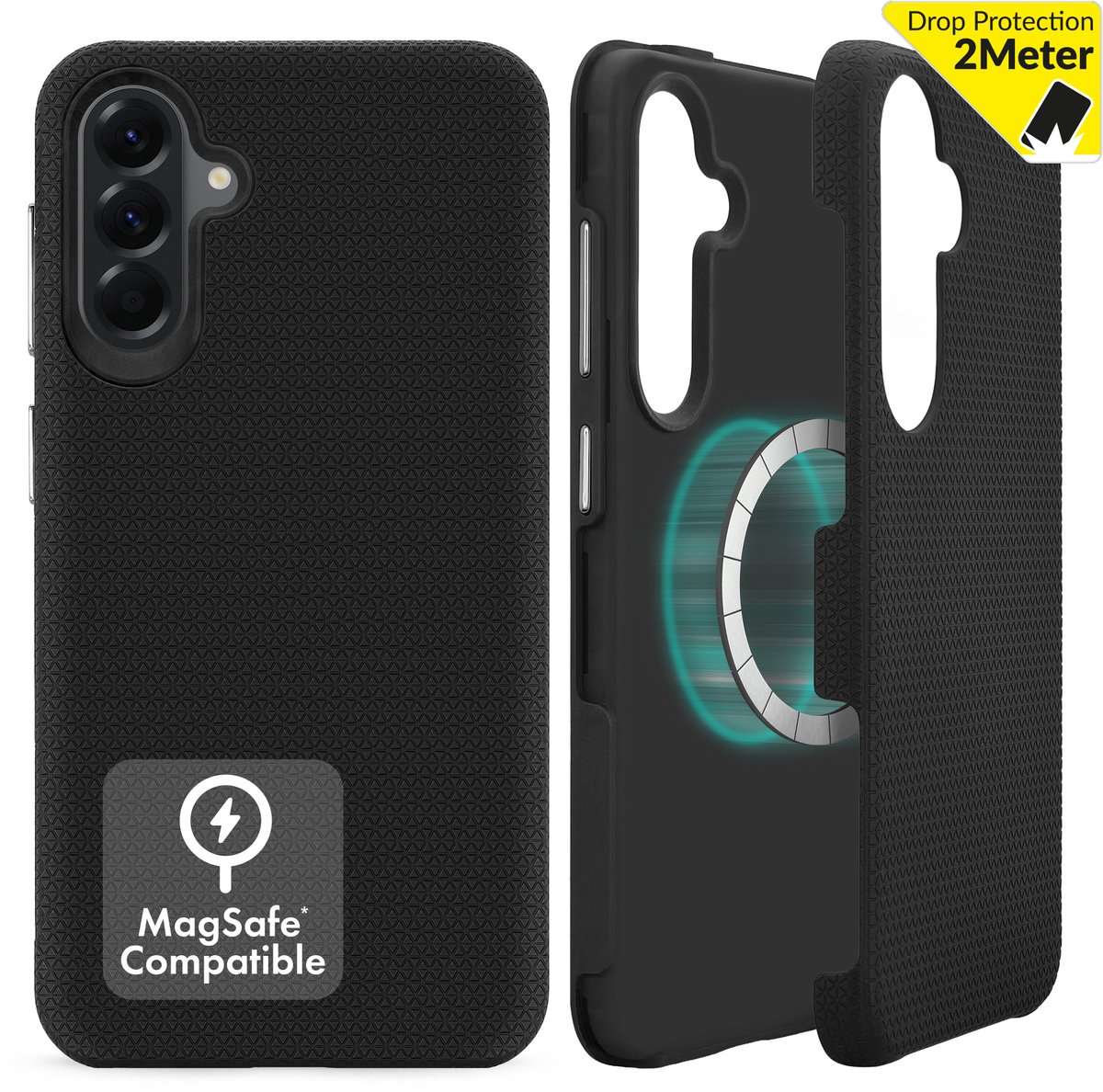 My Style Hoesje geschikt voor Samsung Galaxy A37 MagSafe Telefoonhoesje Hardcase | My Style Magsafe Tough Backcover Shockproof | Geschikt voor MagSafe | Geschikt voor Draadloos Opladen met Magnetische Ring | Geschikt voor MagSafe Case - Zwart