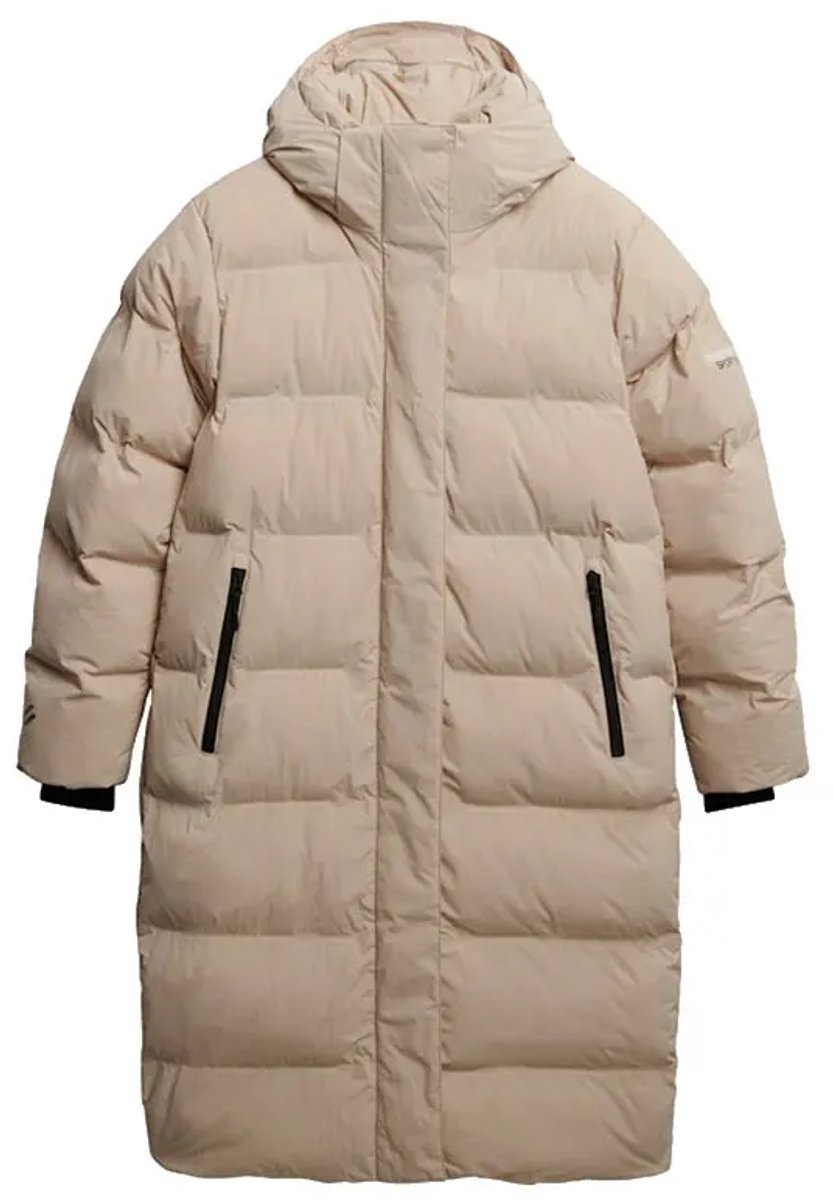 Superdry Lange Puffer Jas met Capuchon Dames Gewatteerde jassen Grijs