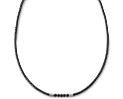 Tenvis | 3 mm Zilverkleurige Onyx Leren Ketting