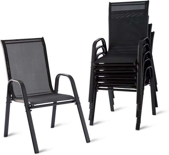 Tuinstoelen - 6 stuks - 56x90x65 cm - antraciet