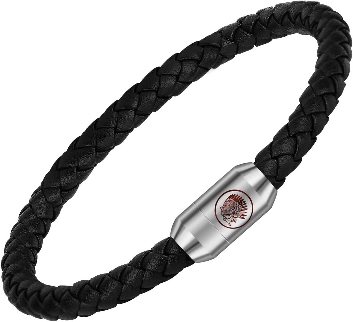 Herenarmband van Echt Leer en Roestvrij Staal