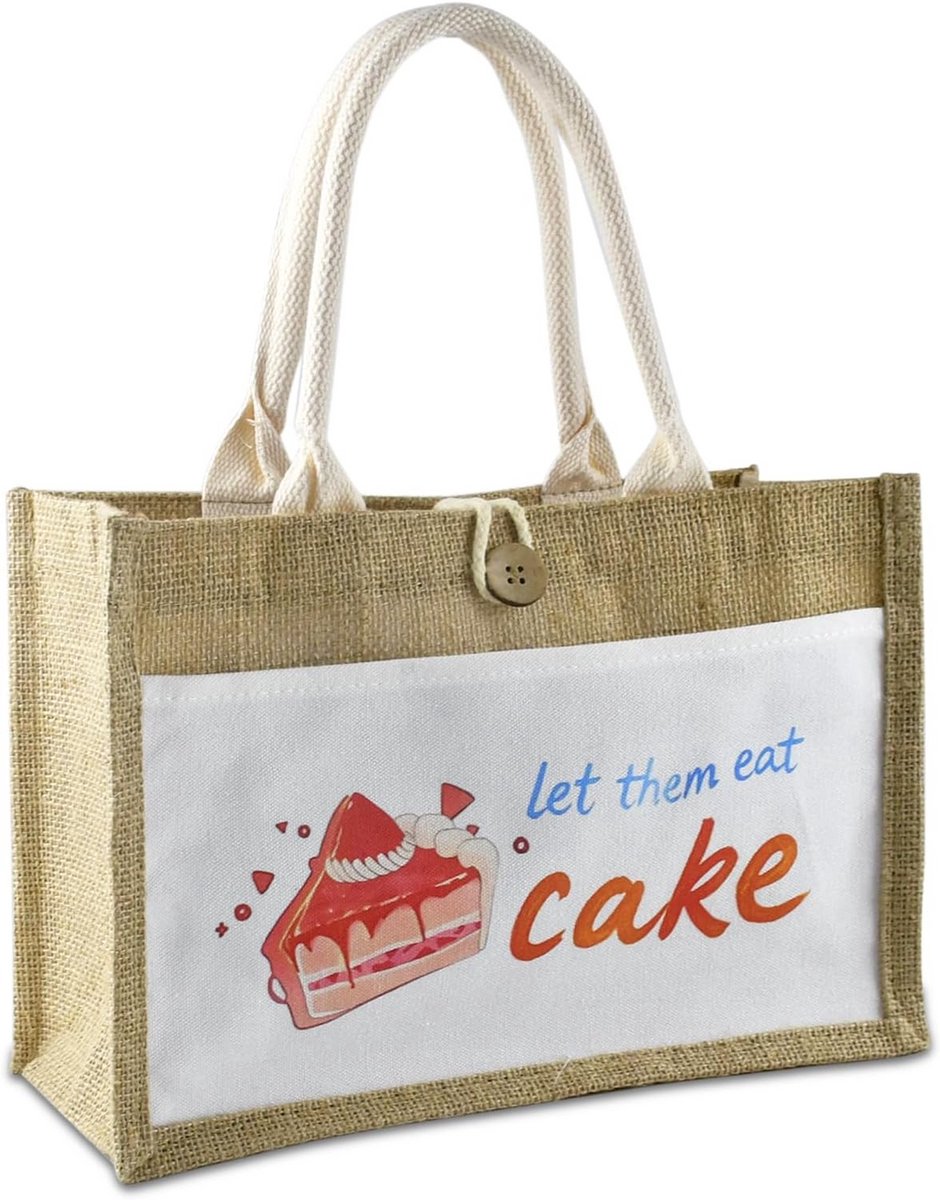 Gepersonaliseerde Jute Tas met Sleutelhanger - Ruime Boodschappentas voor Dames