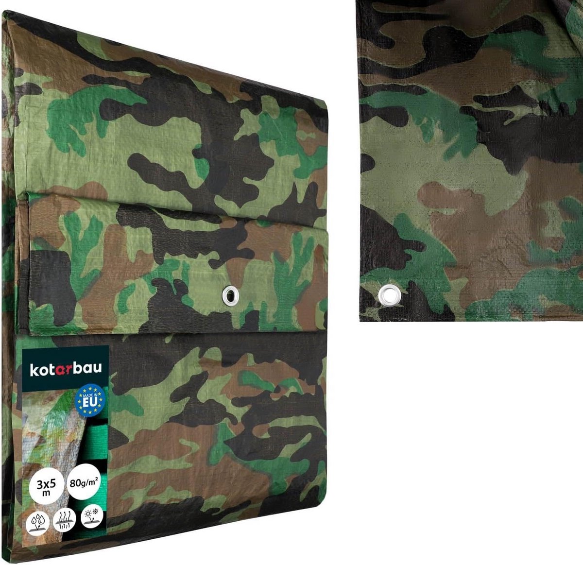 Waterdicht Afdekzeil 3x5m Camouflage UV-bestendig Beschermhoes