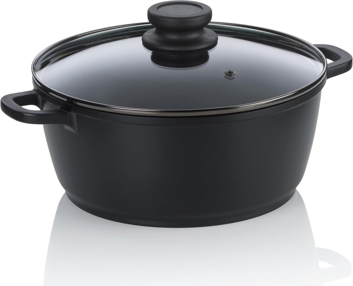 Grote Kookpan 24 cm met Glazen Deksel, Keramische Coating Inductie