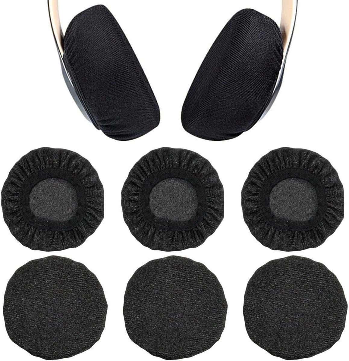 Oorkussens voor hoofdtelefoon - elastisch en wasbaar - zweetbescherming - set van 6 stuks