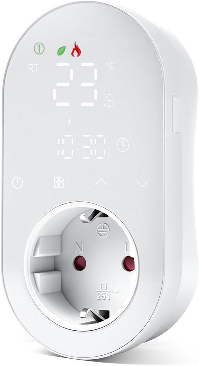 Slimme Wifi Thermostaat voor Stopcontact - Programmeerbare Temperatuurregelaar met Verwarming en Koeling