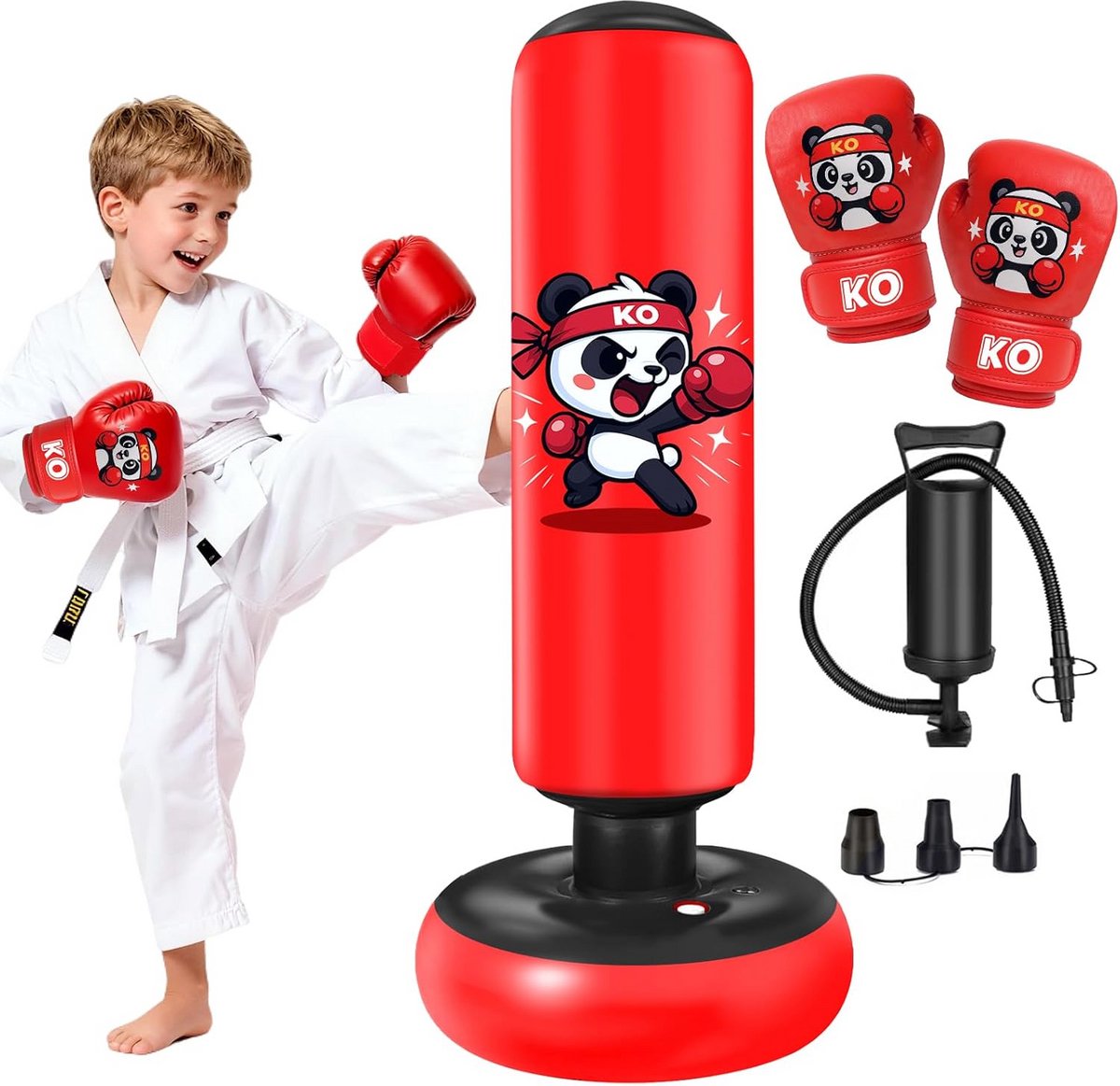 Staande Bokszak voor Kinderen 130 cm met Bokshandschoenen voor Karate en Taekwondo