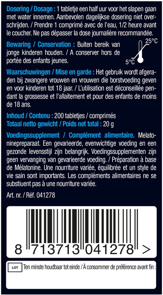 Lucovitaal - Melatonine Puur 299 mircogram - 200 tabletten - Voedingssupplement — afbeelding 3