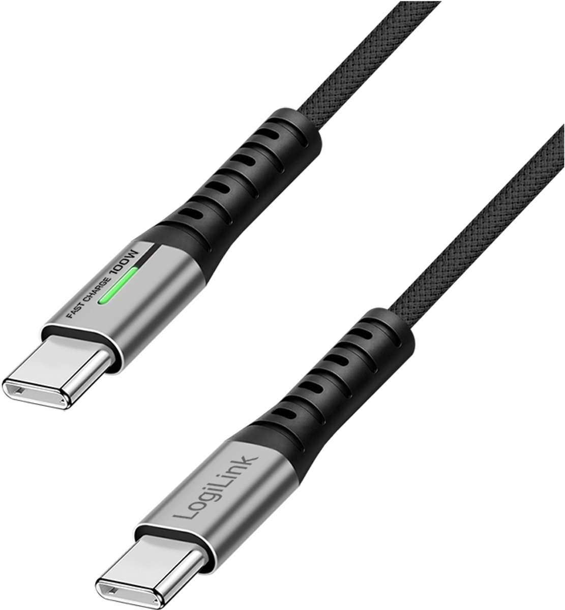 LogiLink CU0432 USB-C-kabel USB 3.2 Gen2x2 USB-C stekker 1.00 m Zwart Met LED, 4K UHD, Stekker past op beide manieren