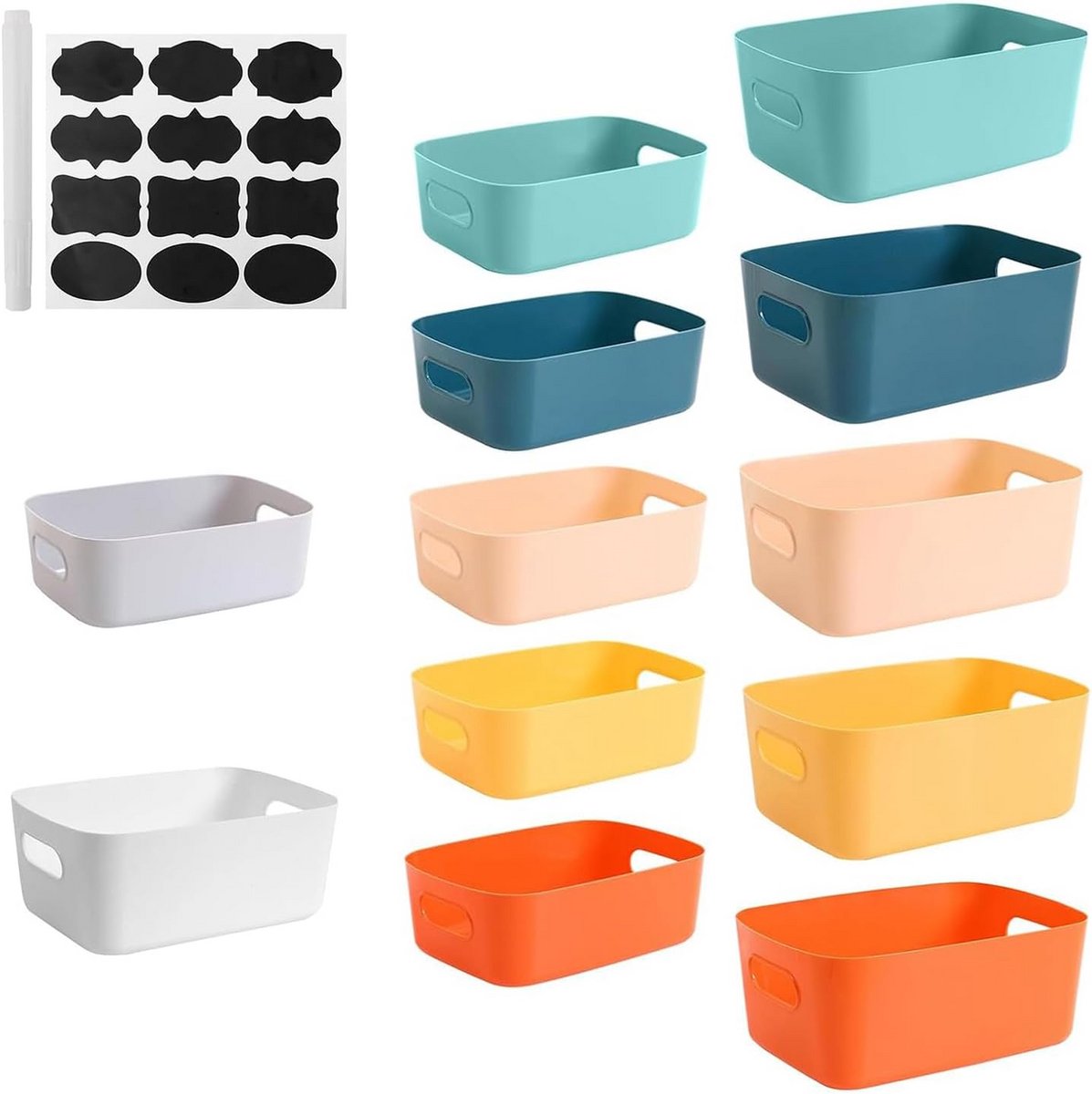 12 stuks stapelbare opbergdozen met handvatten voor keuken en badkamer