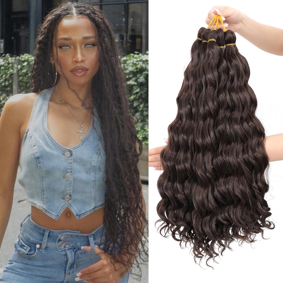 Gehaakt Vlechthaar Extensions Diepe Golf Krullend Synthetisch Haar voor Vrouwen